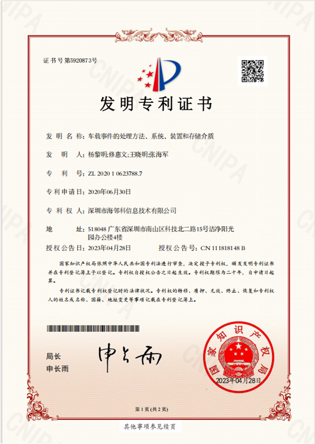 Invention patent credential 4